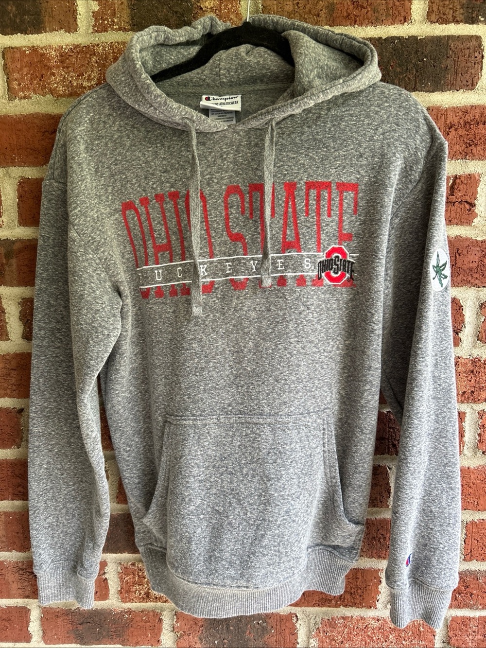 Champion Ohio State Buckeyes Men's Small Pullover Hoodie Heather Gray Red